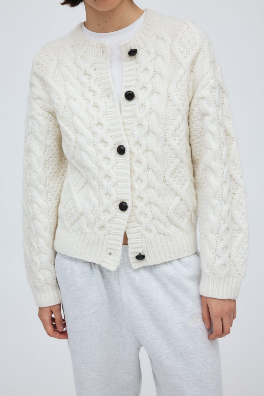 Fisherman Hand Knit Cardigan O/WHT S