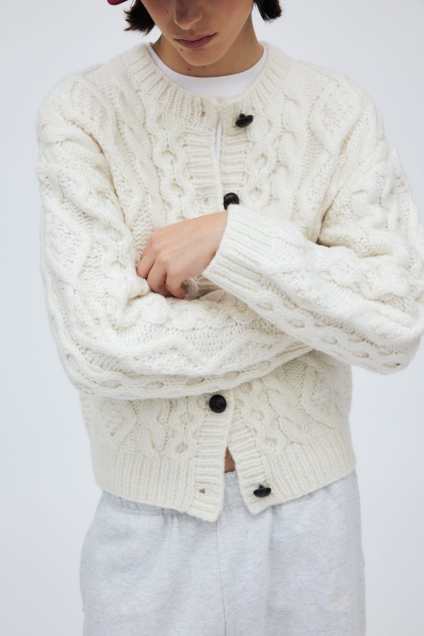 Fisherman Hand Knit Cardigan O/WHT S