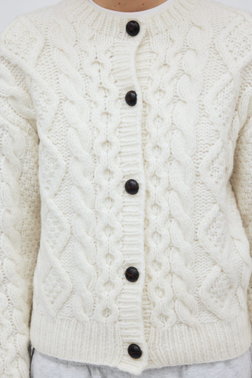 Fisherman Hand Knit Cardigan O/WHT S
