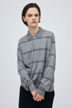 16G Stripe Polo Knit