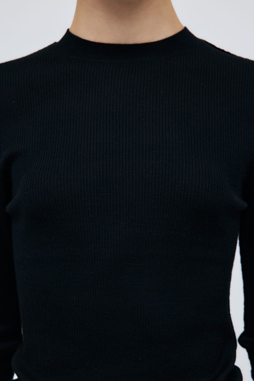 16G Sheer Rib Knit Tops BLK M