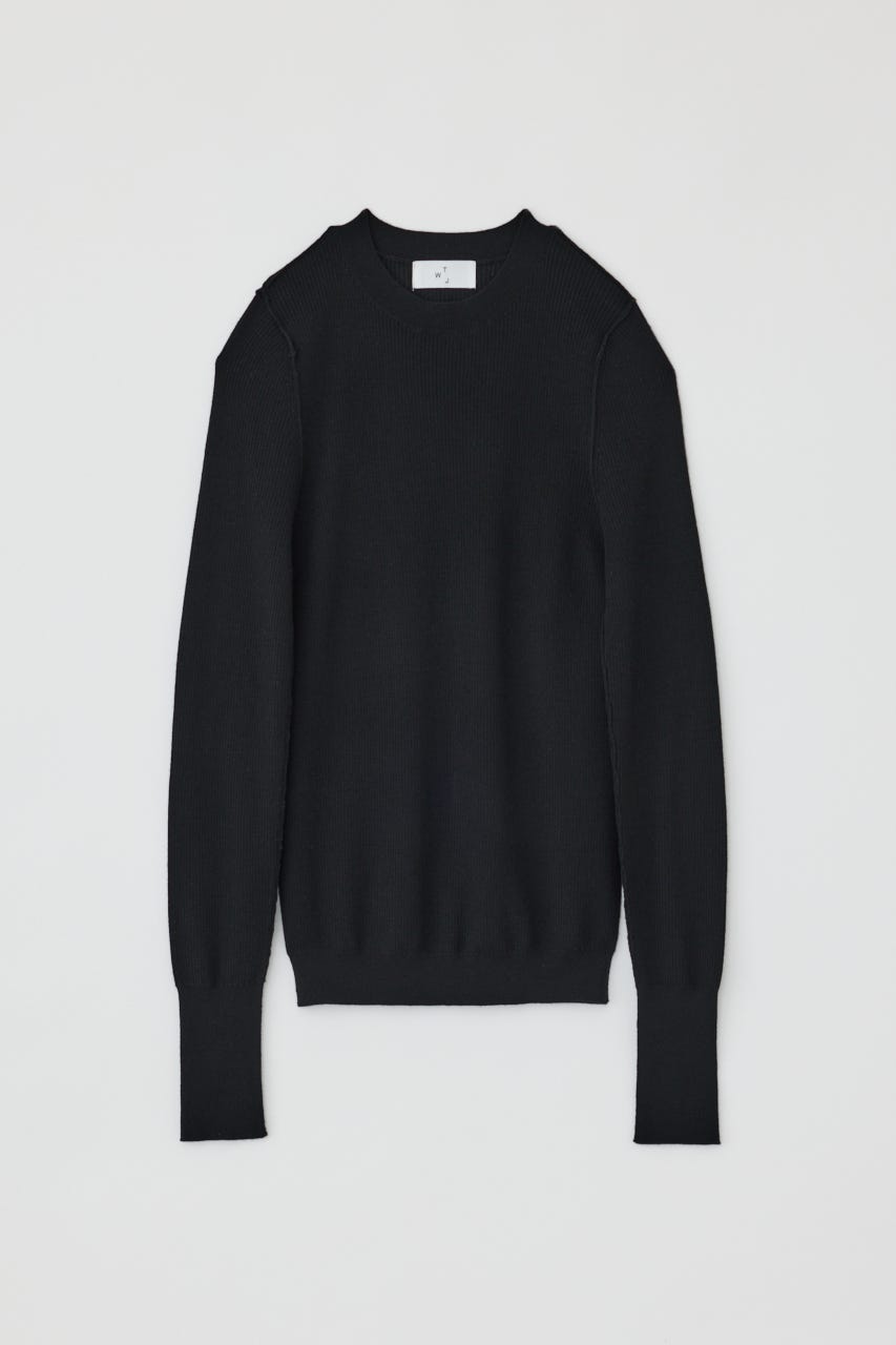 16G Sheer Rib Knit Tops BLK M