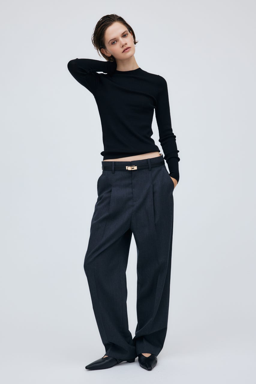 16G Sheer Rib Knit Tops BLK M