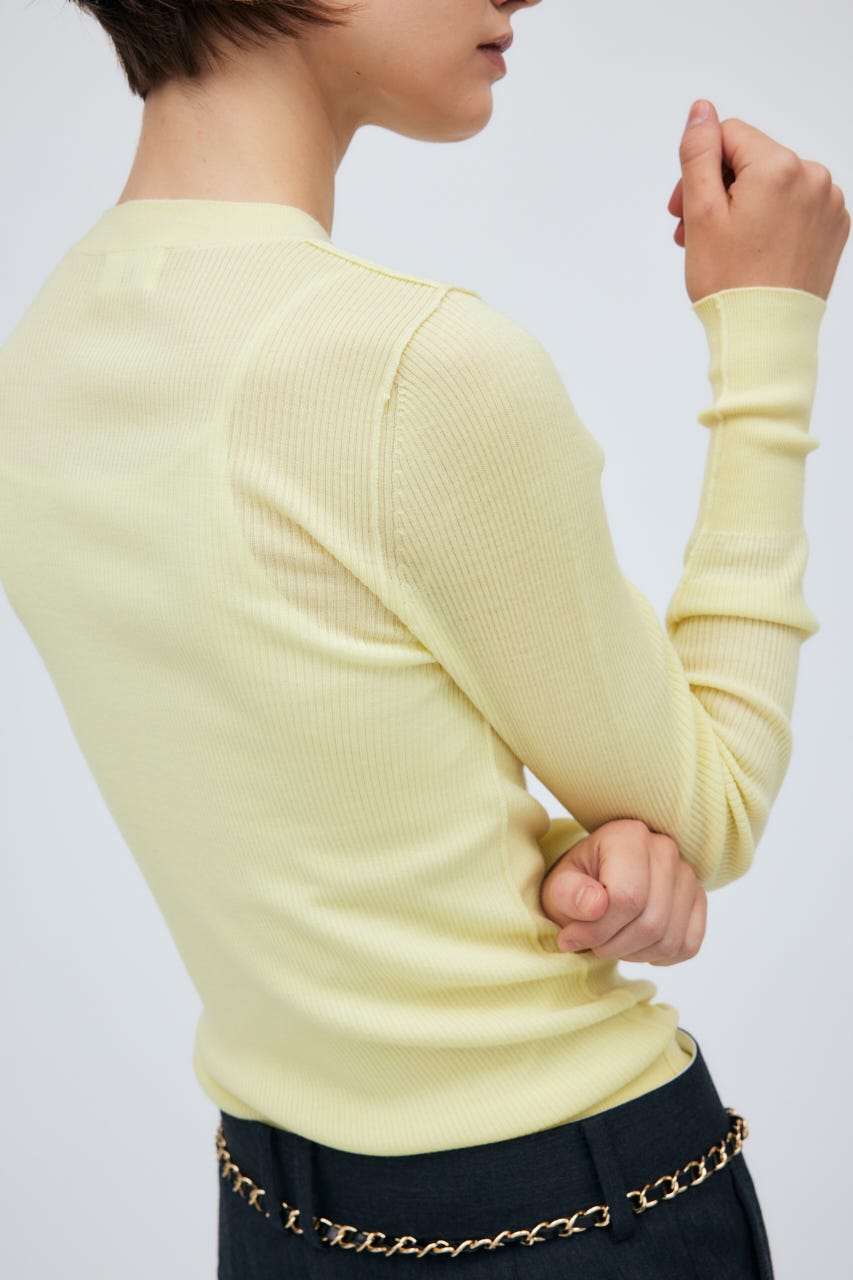 16G Sheer Rib Knit Tops L/YEL S