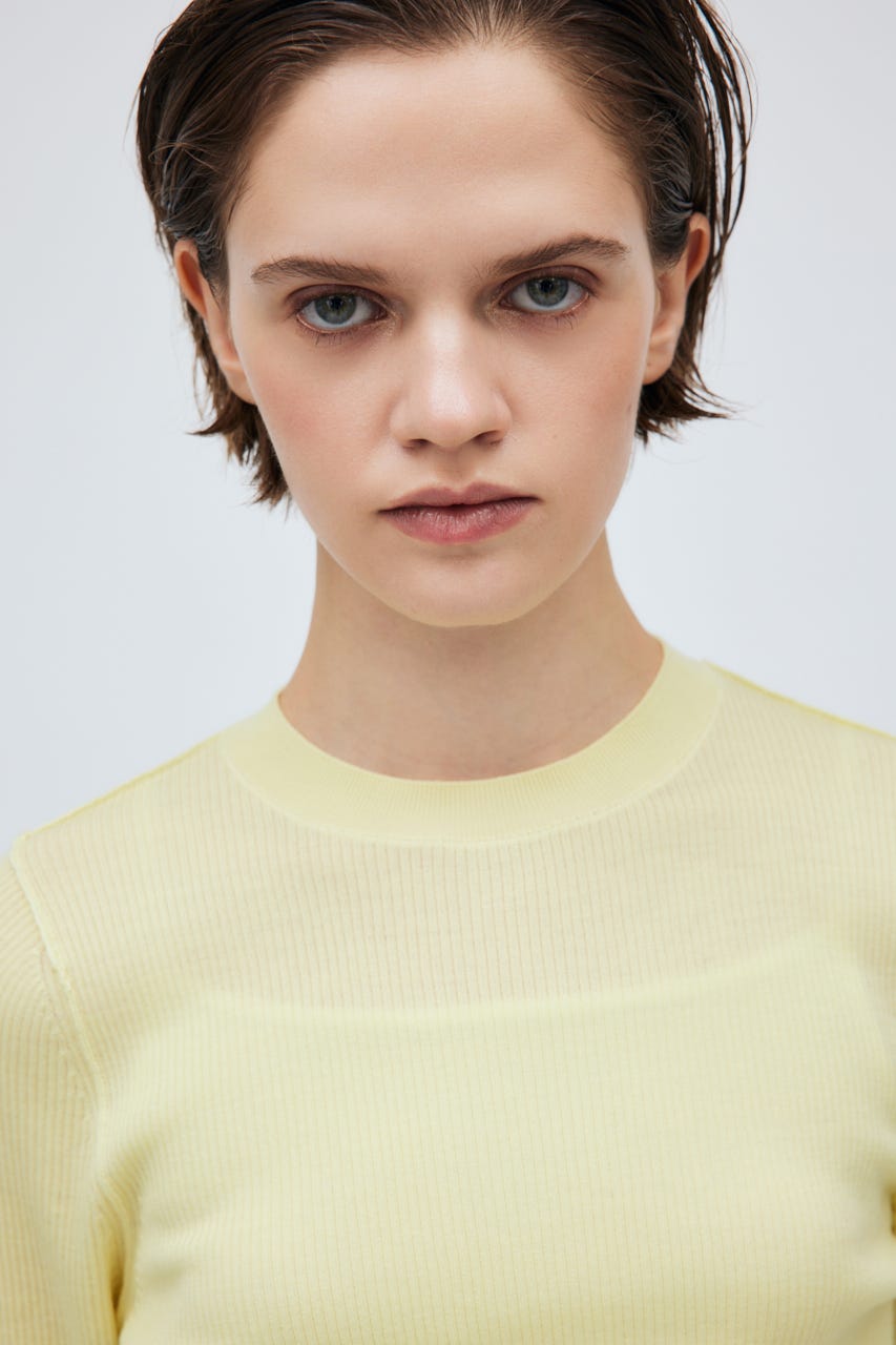 16G Sheer Rib Knit Tops L/YEL S