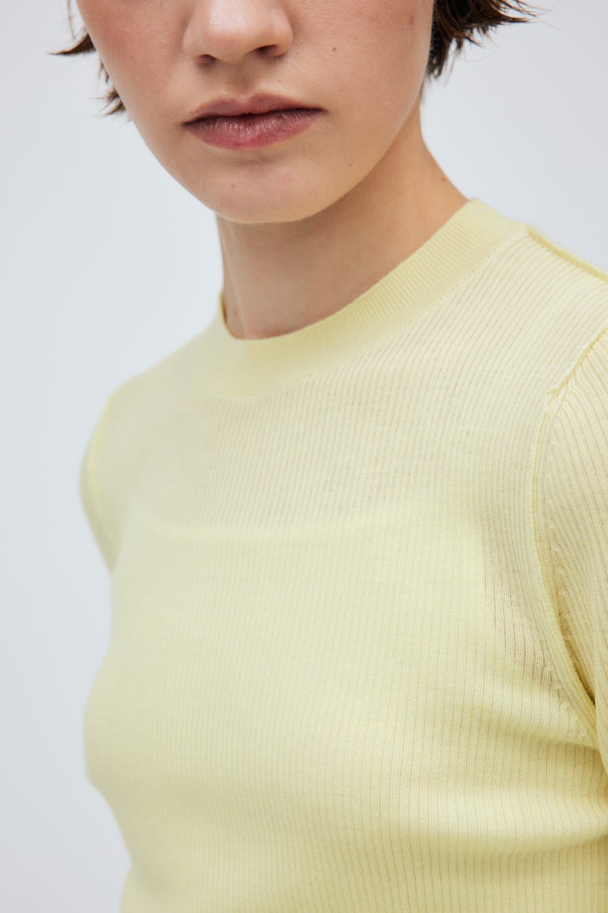 16G Sheer Rib Knit Tops L/YEL S