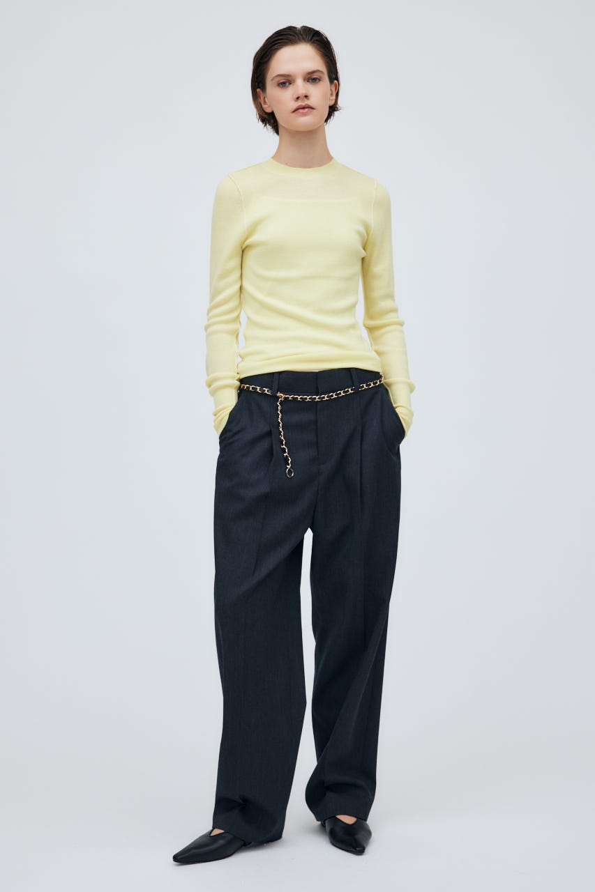 16G Sheer Rib Knit Tops L/YEL S