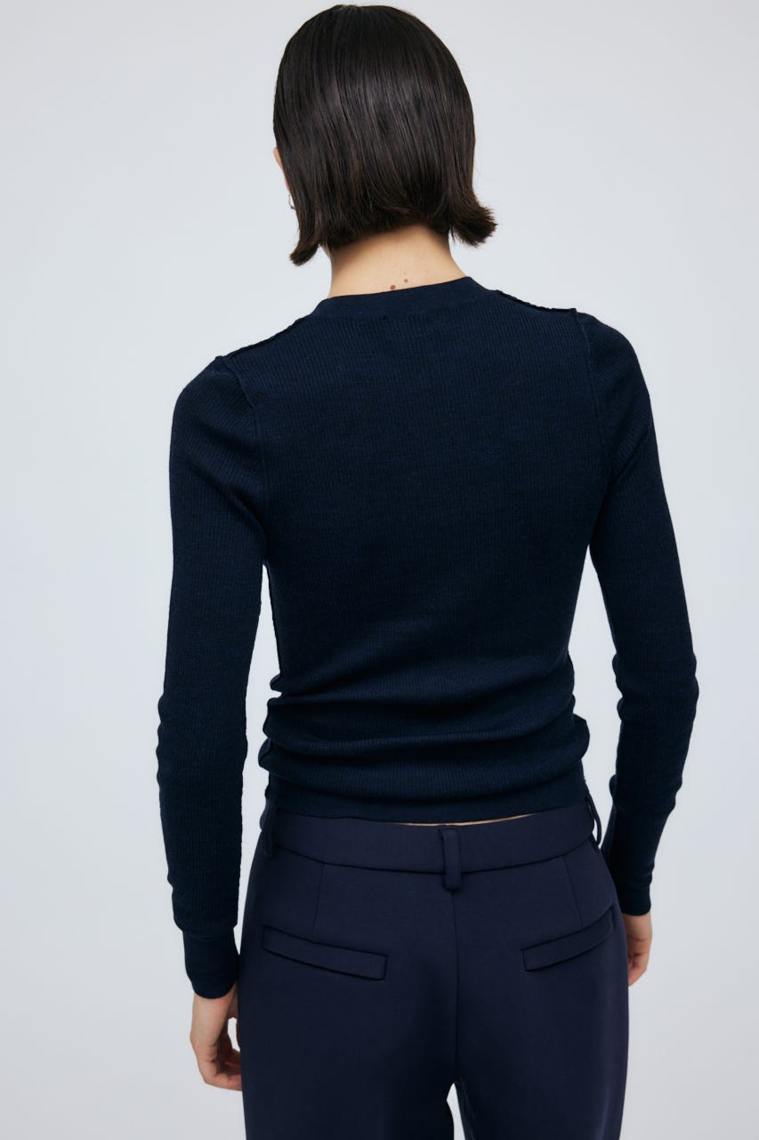 16G Sheer Rib Knit Tops NVY S