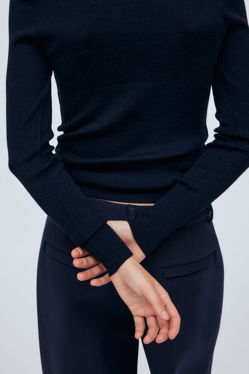 16G Sheer Rib Knit Tops NVY S