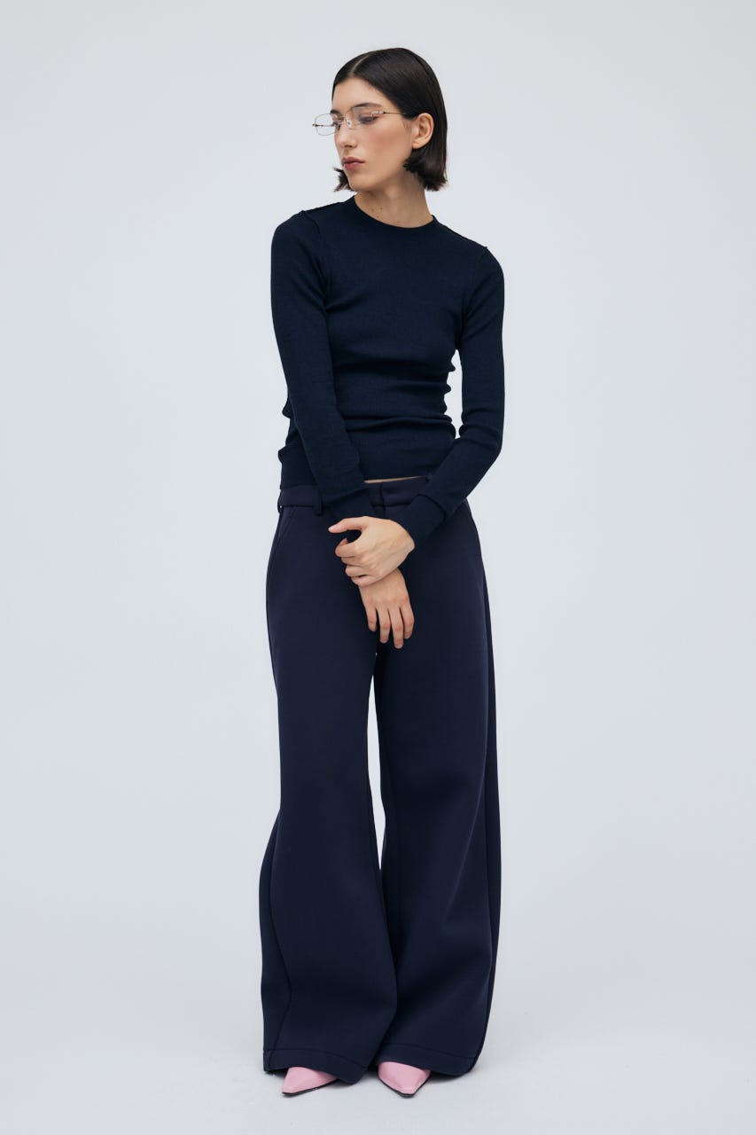 16G Sheer Rib Knit Tops NVY S