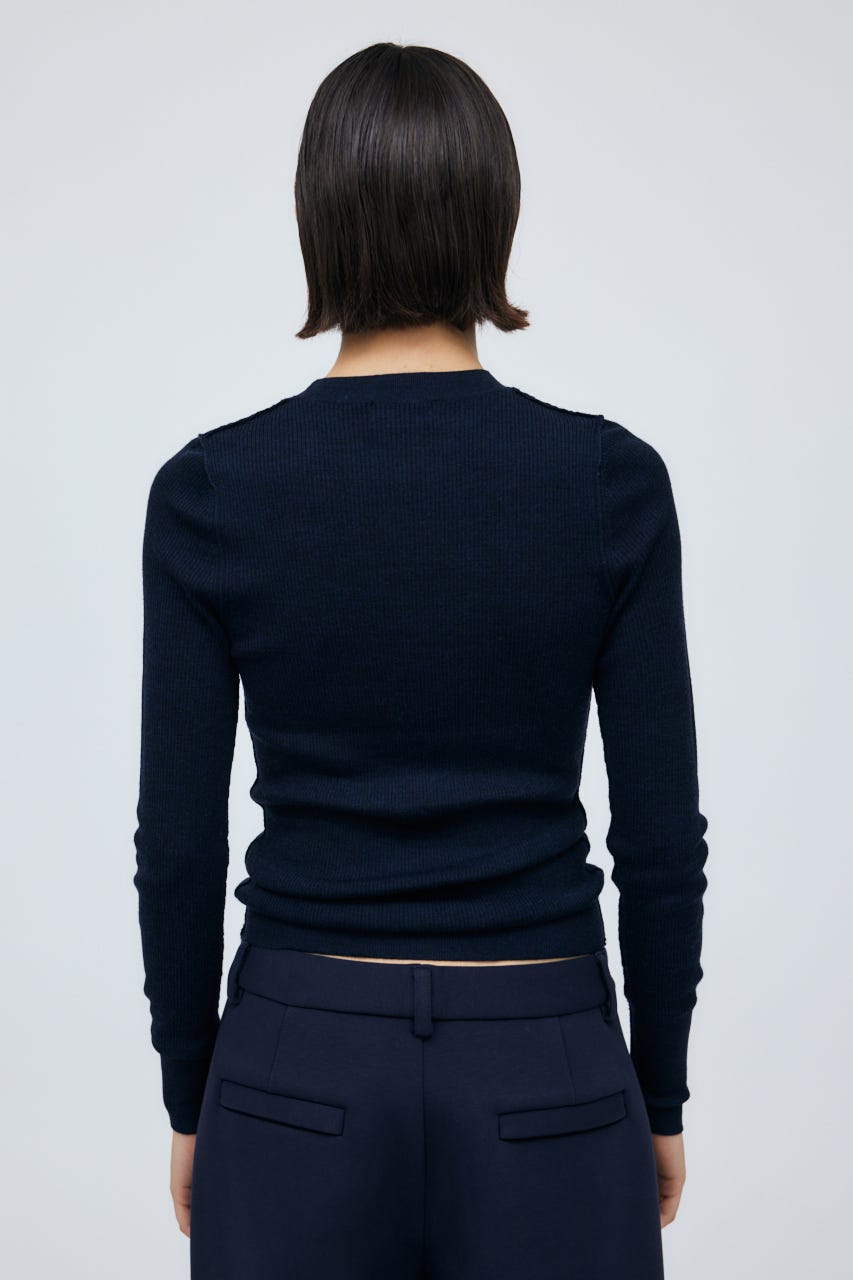 16G Sheer Rib Knit Tops NVY S