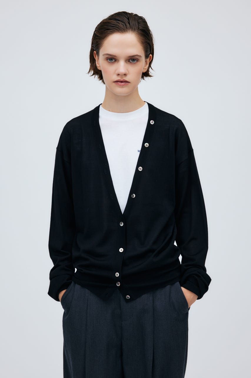 16G Long Sleeve Knit Cardigan BLK S