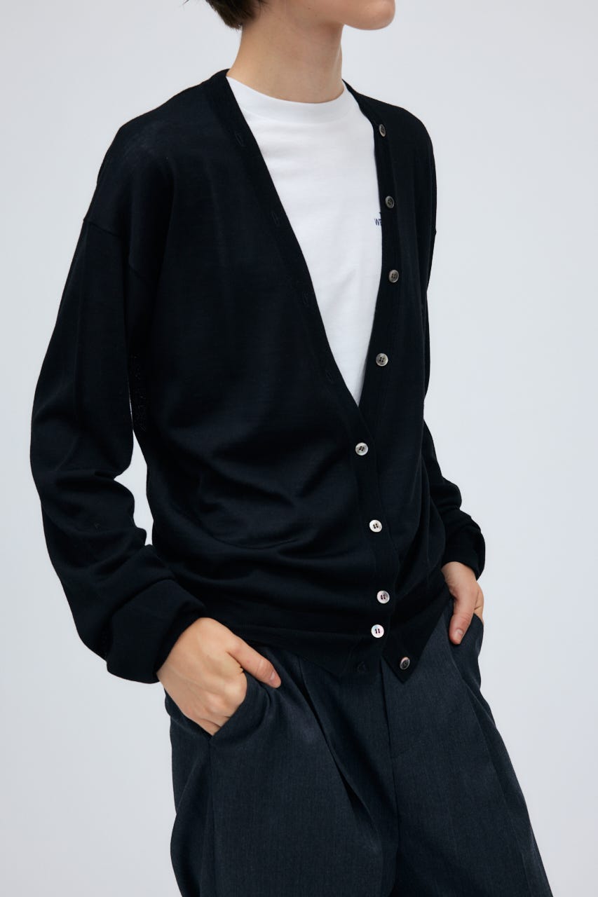 16G Long Sleeve Knit Cardigan BLK S