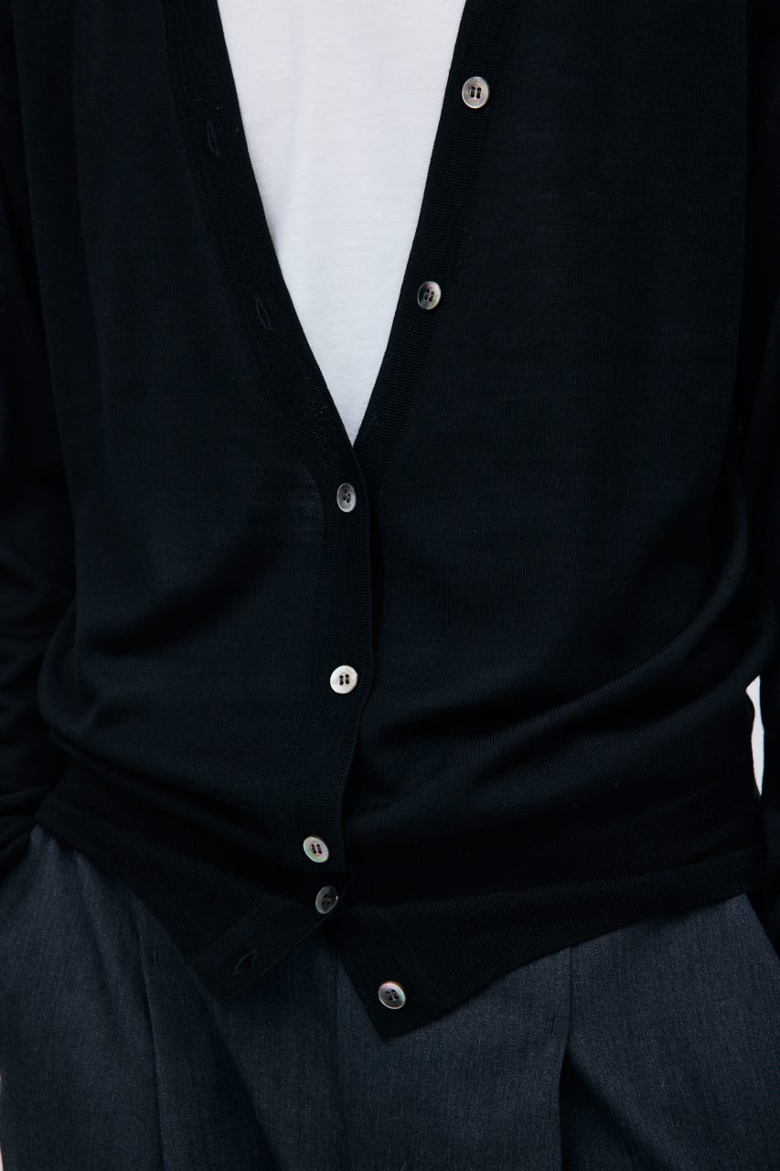 16G Long Sleeve Knit Cardigan BLK S