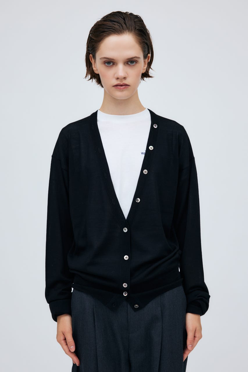 16G Long Sleeve Knit Cardigan BLK S