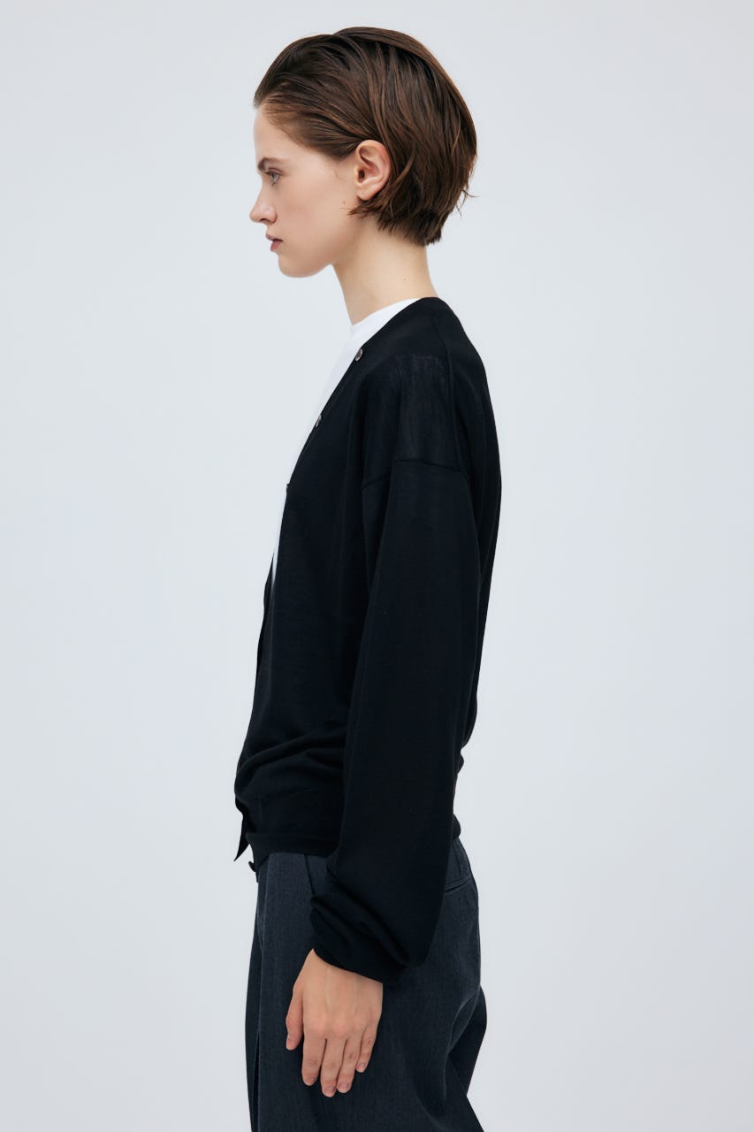 16G Long Sleeve Knit Cardigan BLK S