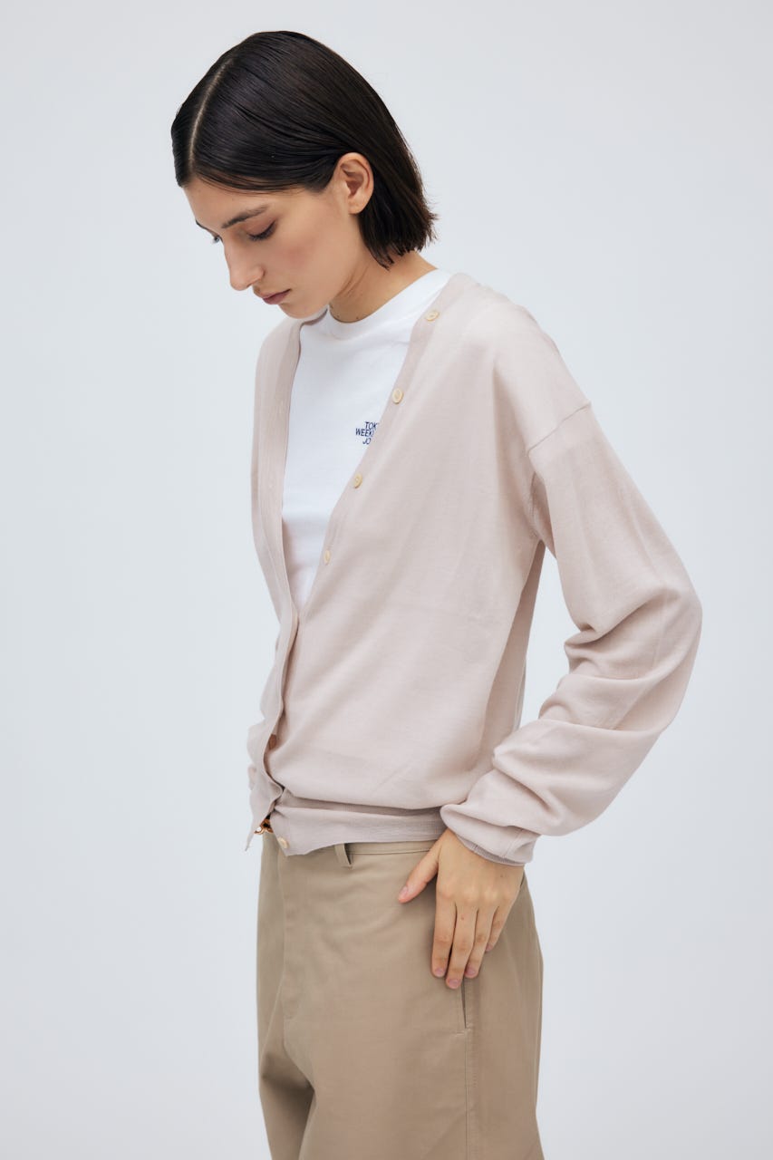 16G Long Sleeve Knit Cardigan L/PNK M