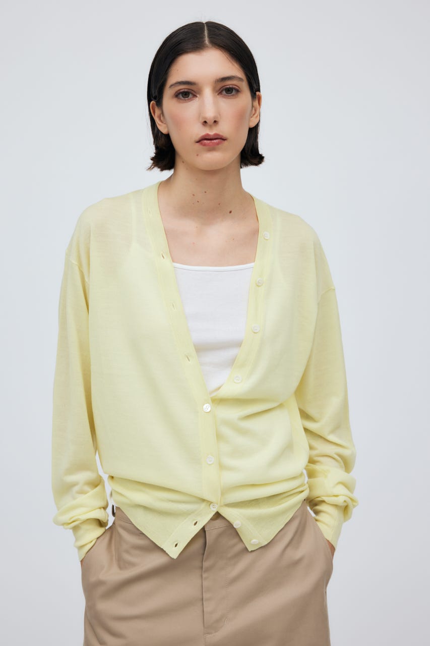 16G Long Sleeve Knit Cardigan YEL S