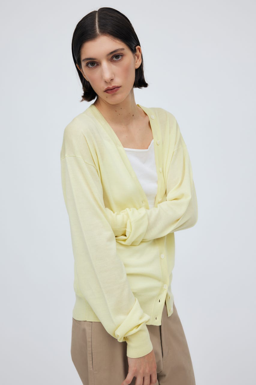 16G Long Sleeve Knit Cardigan YEL S