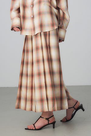 Ombre Check Pleats Skirt