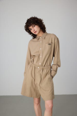 Linen Blend Twill Half Pants