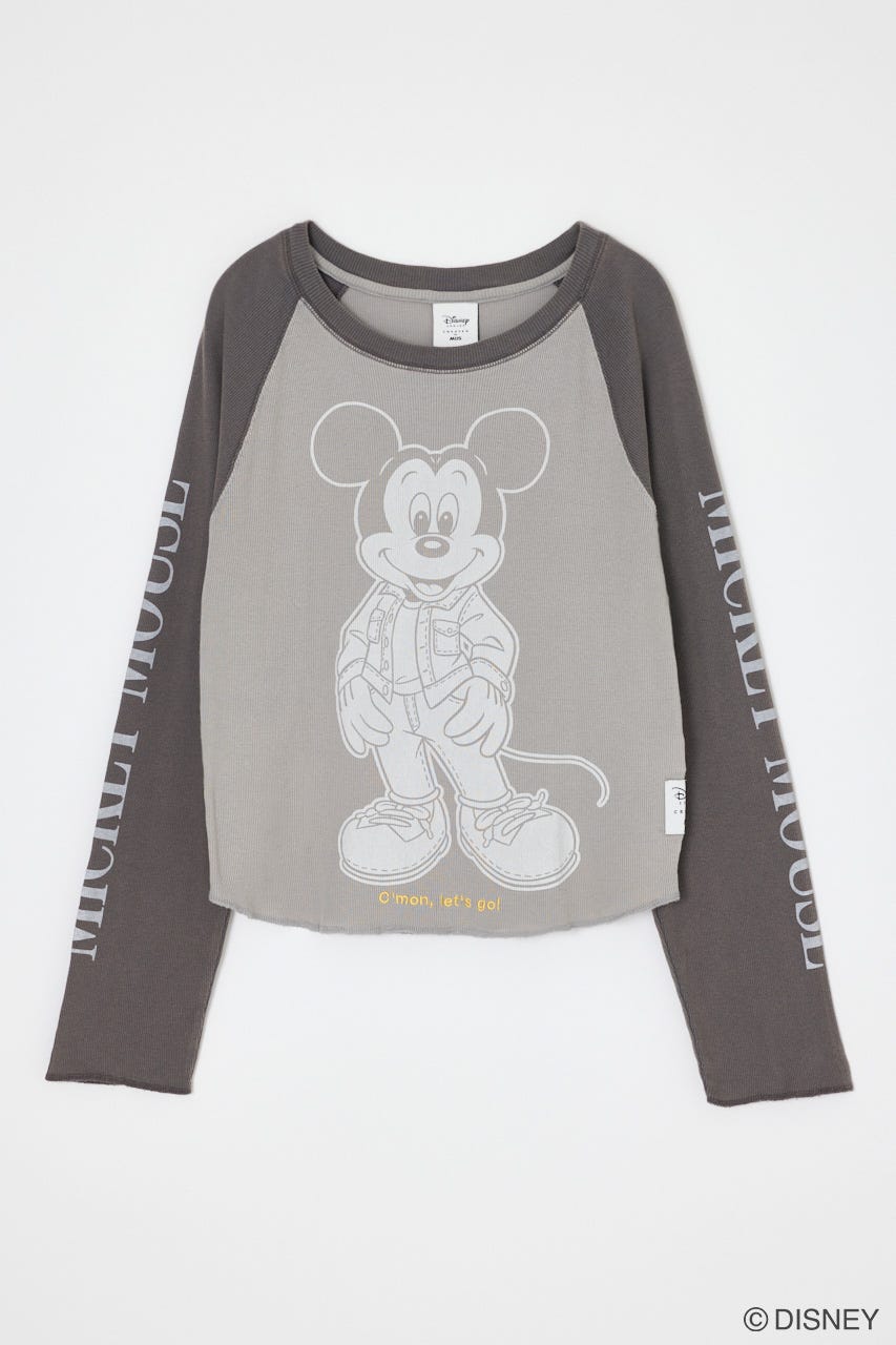 MD DENIM STYLE RAGLAN LS TSJ（MICKEY） GRY FREE