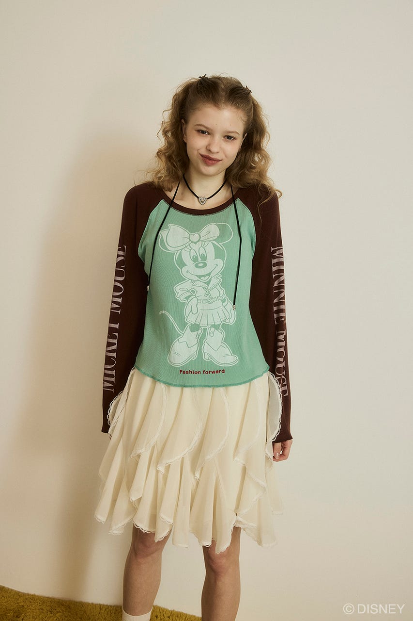 MD DENIM STYLE RAGLAN LS TSJ（MINNIE） MINT FREE
