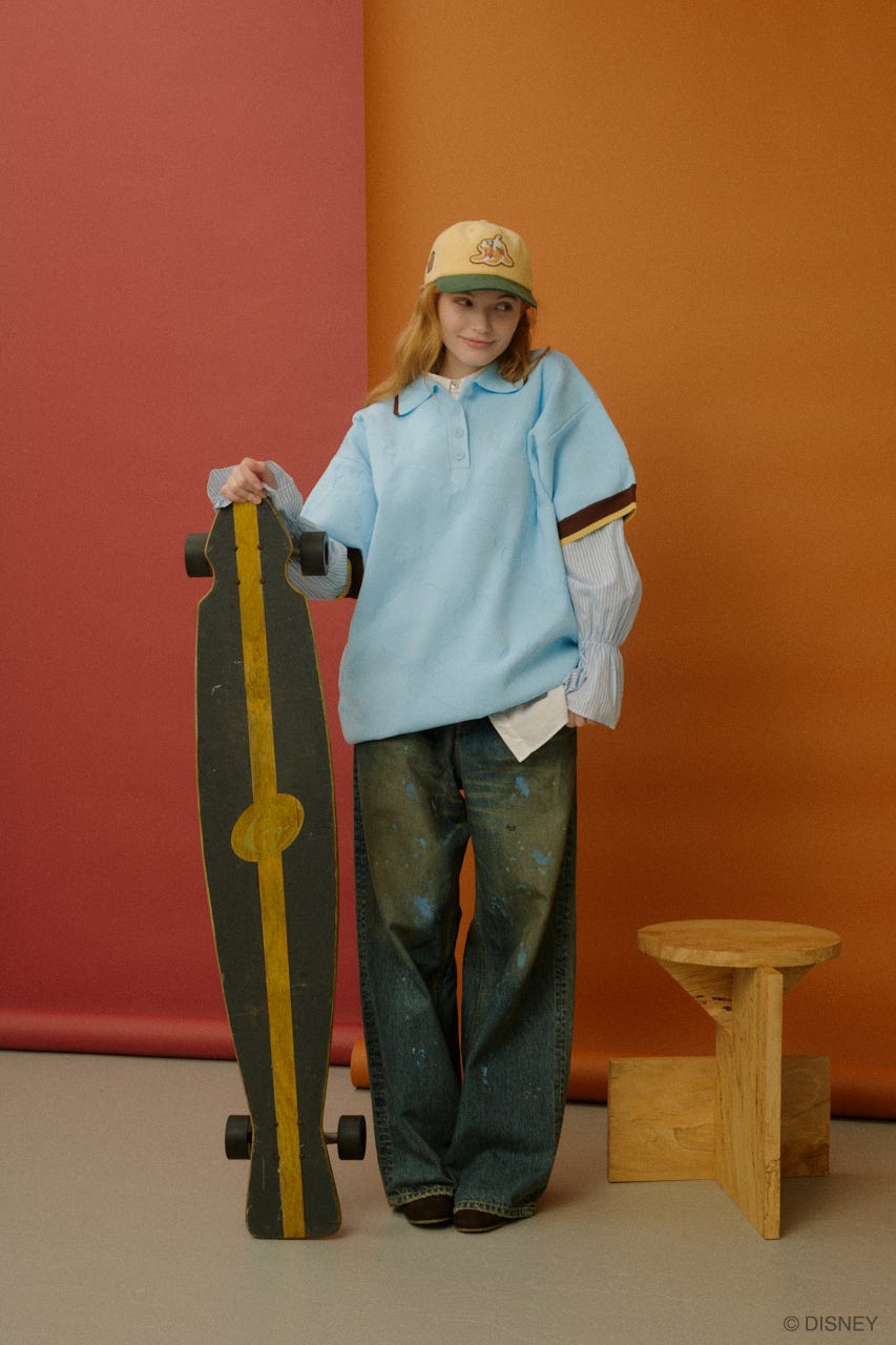 MD KNIT POLO OP / MICKEY L/BLU FREE