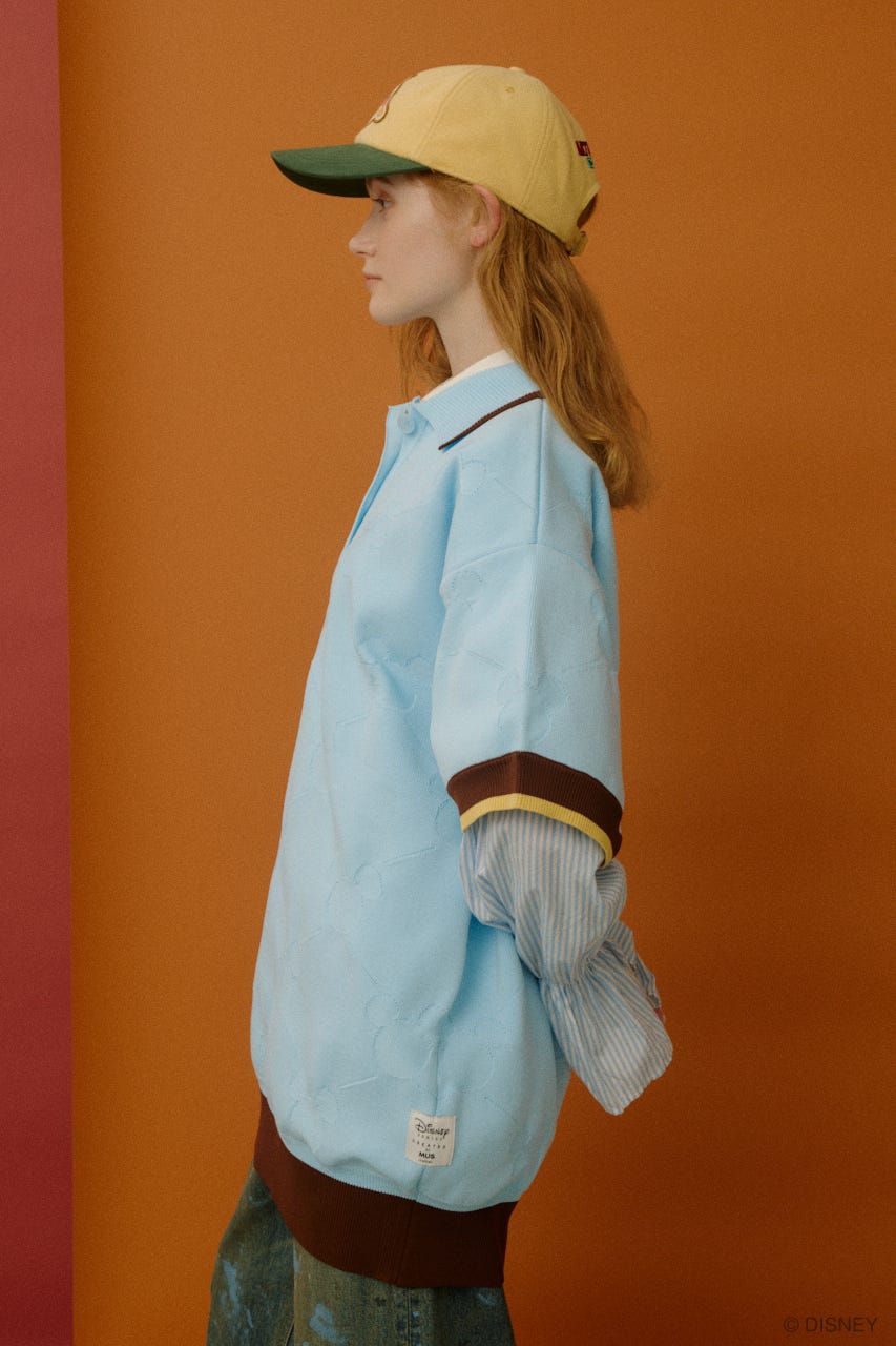 MD KNIT POLO OP / MICKEY L/BLU FREE