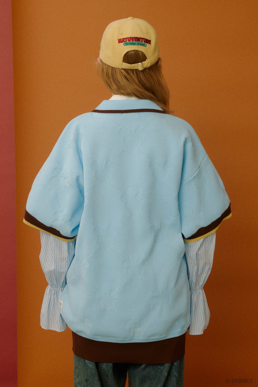 MD KNIT POLO OP / MICKEY L/BLU FREE