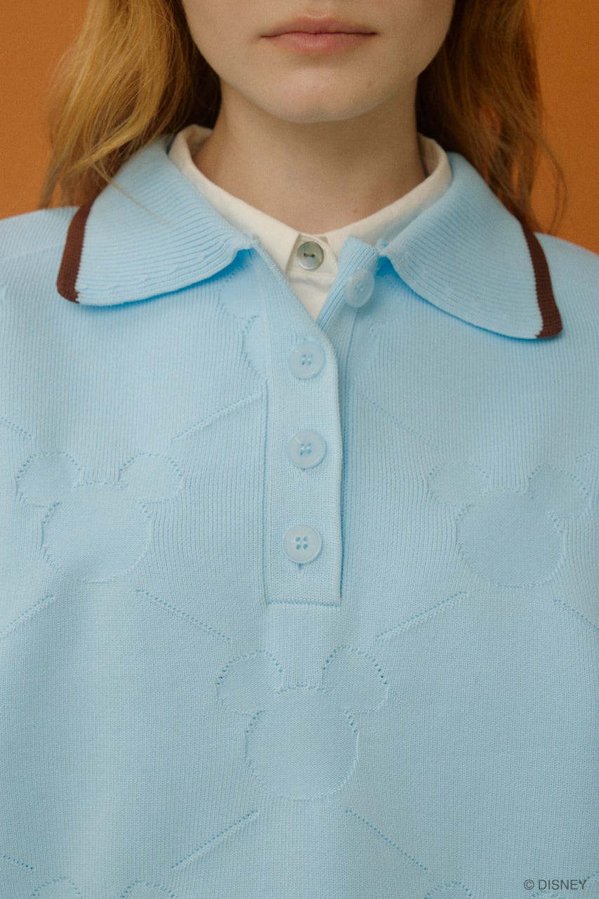MD KNIT POLO OP / MICKEY L/BLU FREE