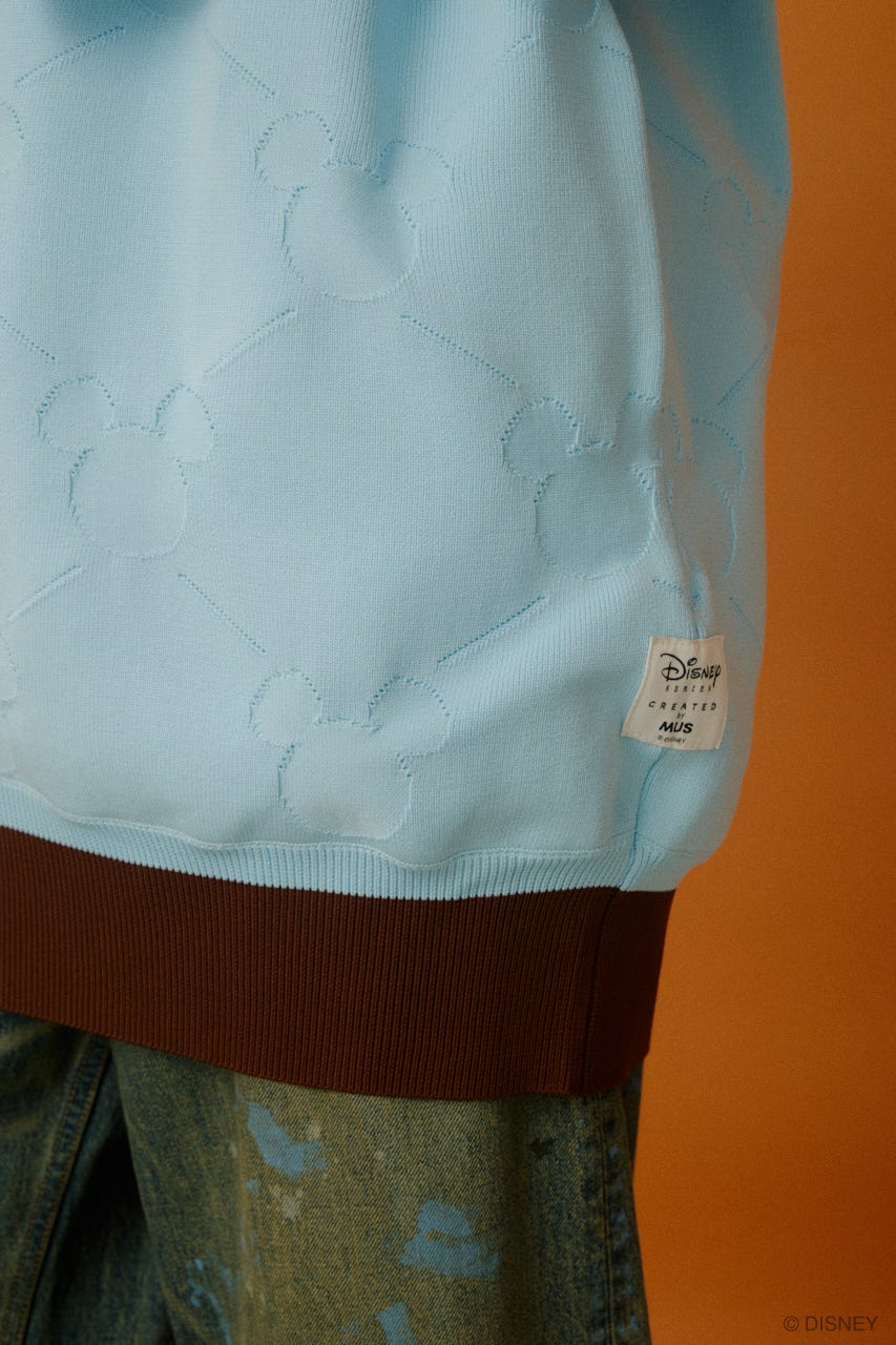 MD KNIT POLO OP / MICKEY L/BLU FREE