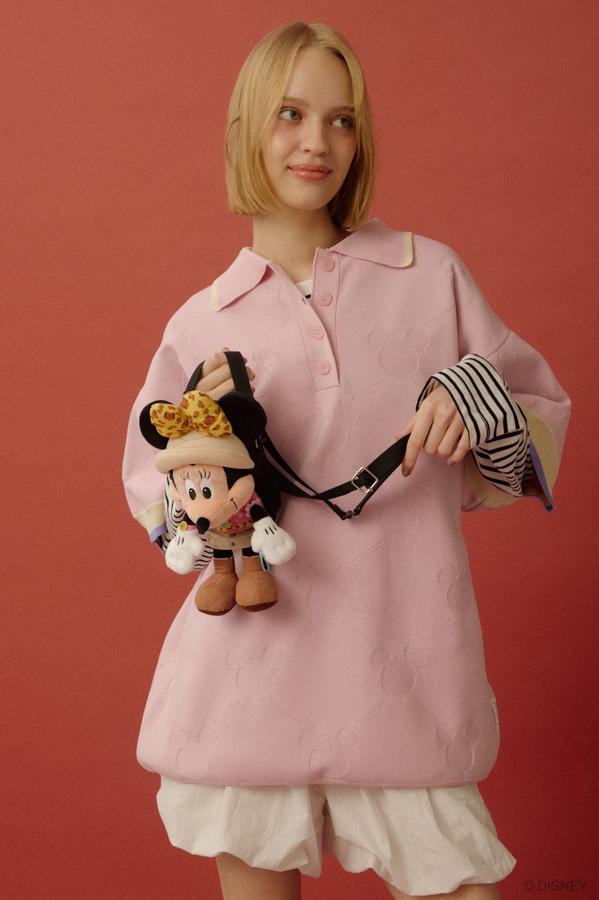 MD KNIT POLO OP / MICKEY L/PNK FREE