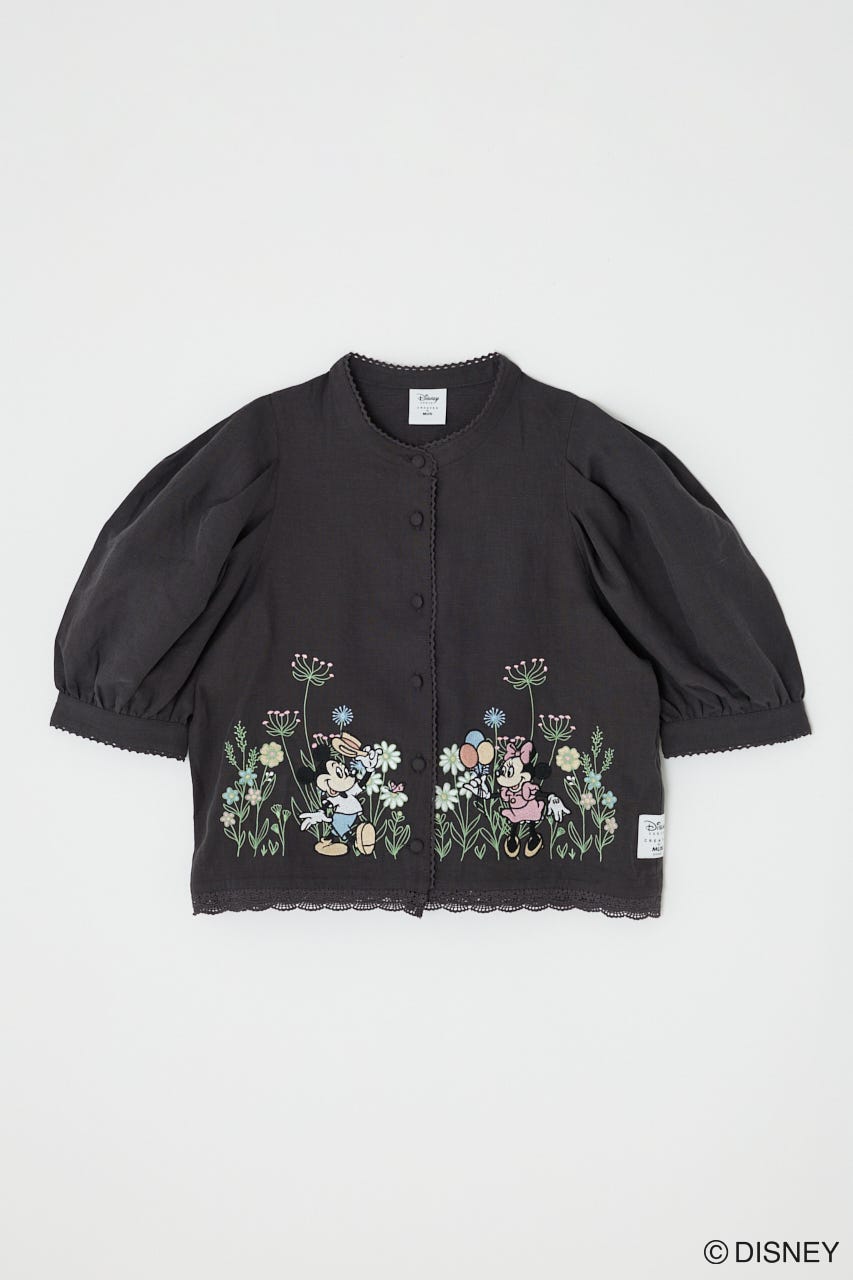 MD BOTANICAL EMBROIDERY  ブラウス BLK FREE
