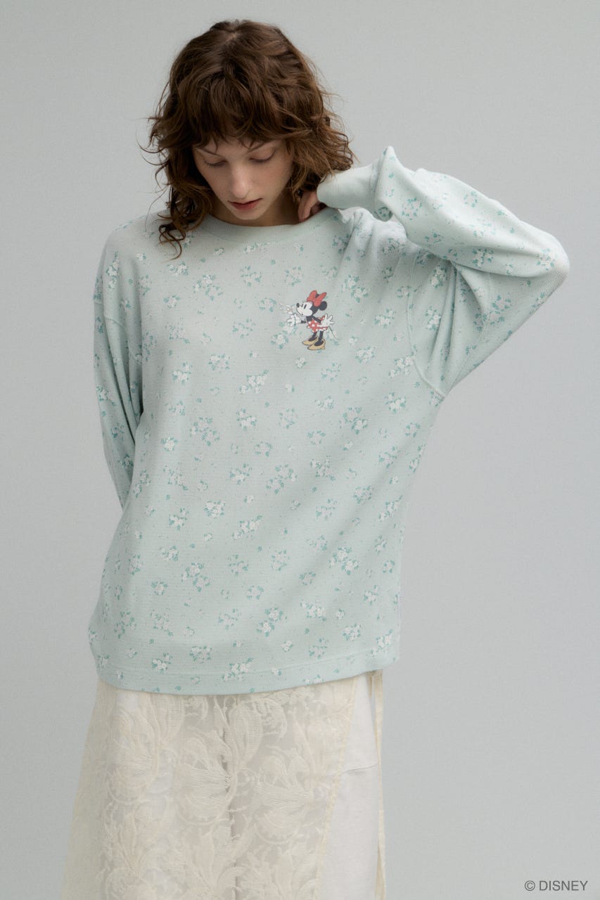 MD FLOWER WAFFLE ロングスリーブＴシャツ L/BLU FREE