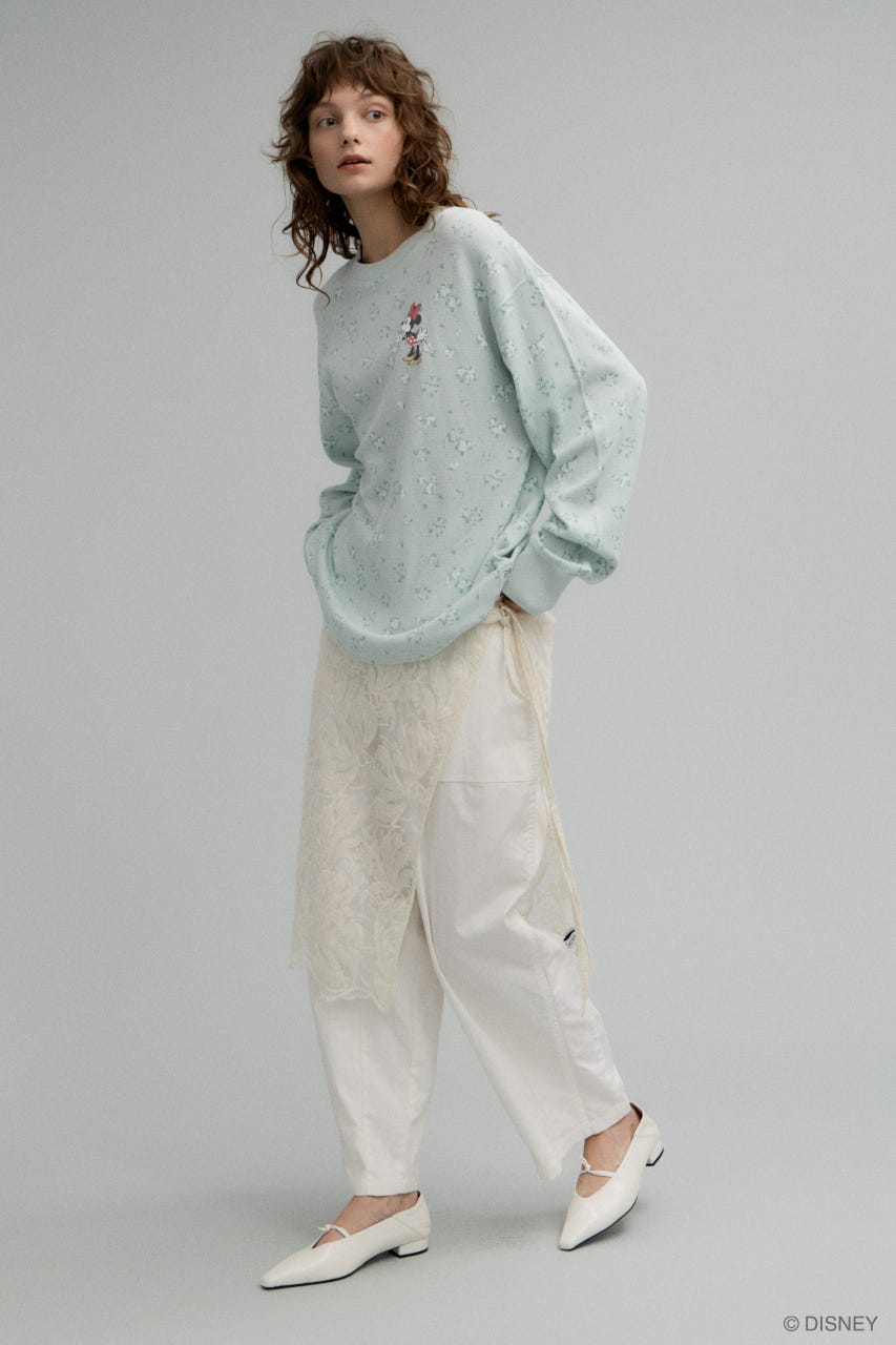 MD FLOWER WAFFLE ロングスリーブＴシャツ L/BLU FREE