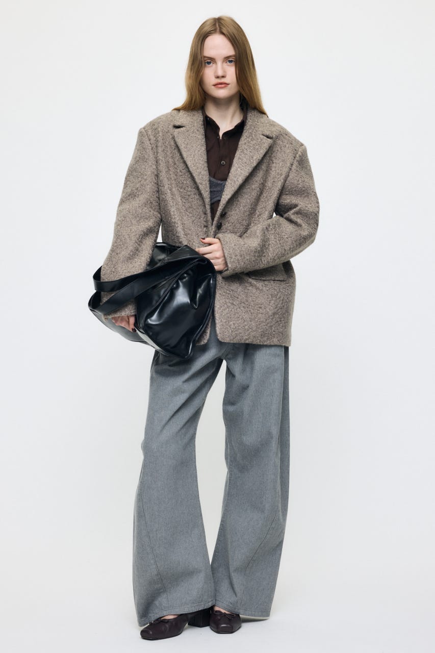 CURLY BOA OVER SIZED ジャケット BEG FREE
