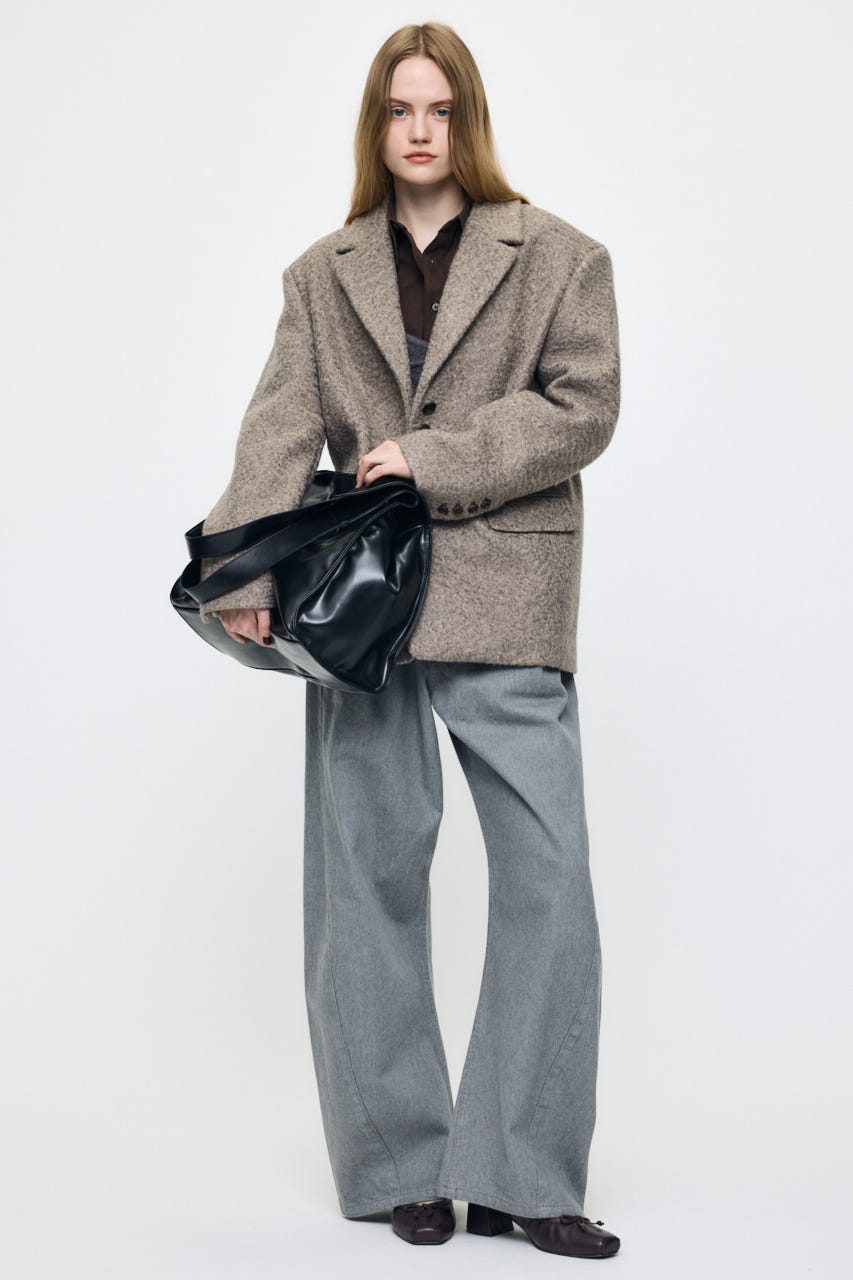 CURLY BOA OVER SIZED ジャケット BEG FREE
