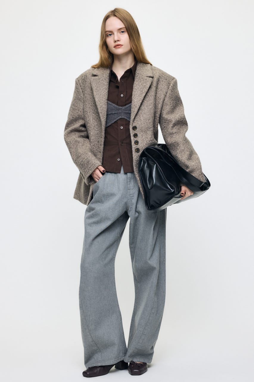 CURLY BOA OVER SIZED ジャケット BEG FREE