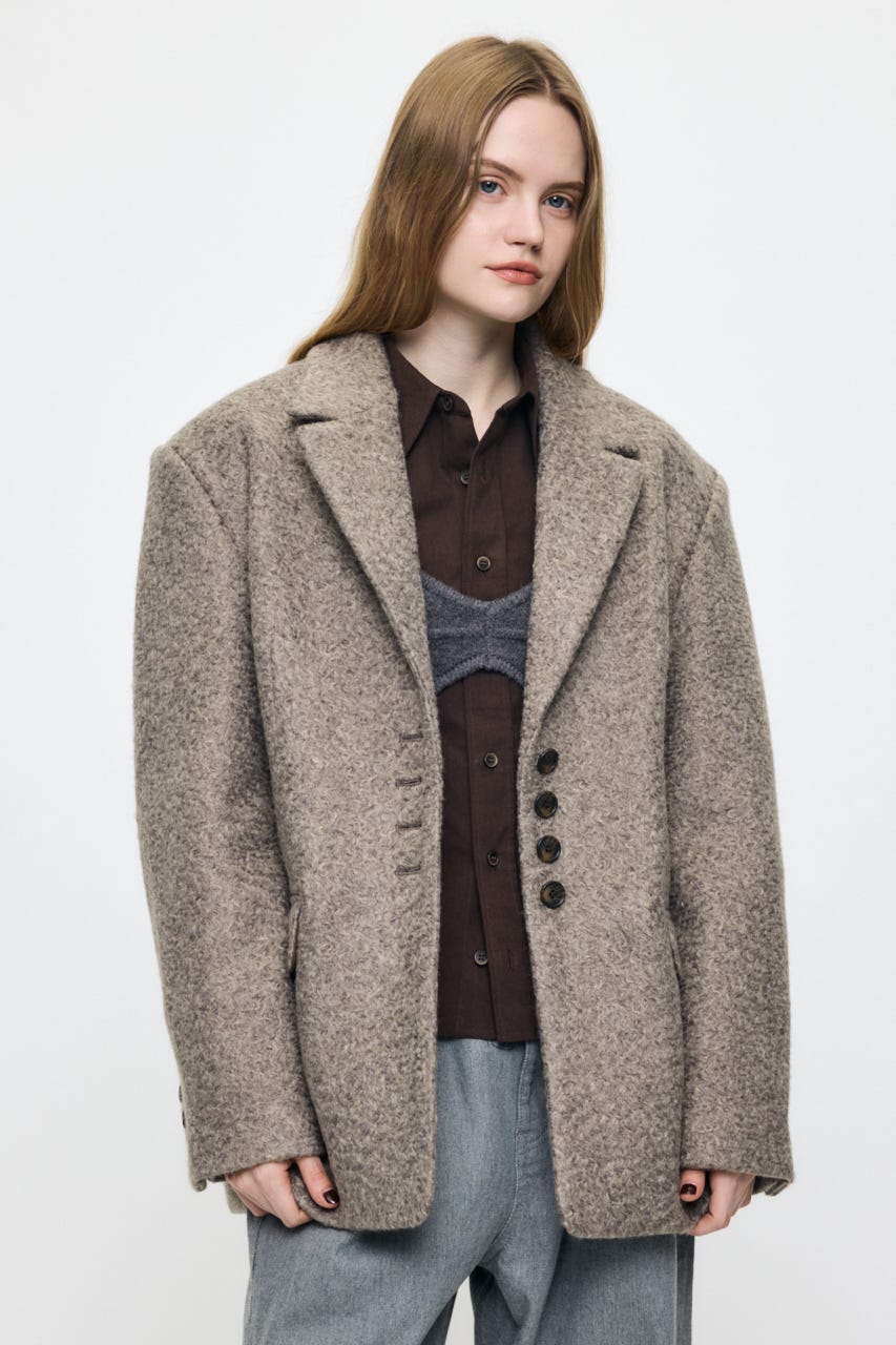 CURLY BOA OVER SIZED ジャケット BEG FREE