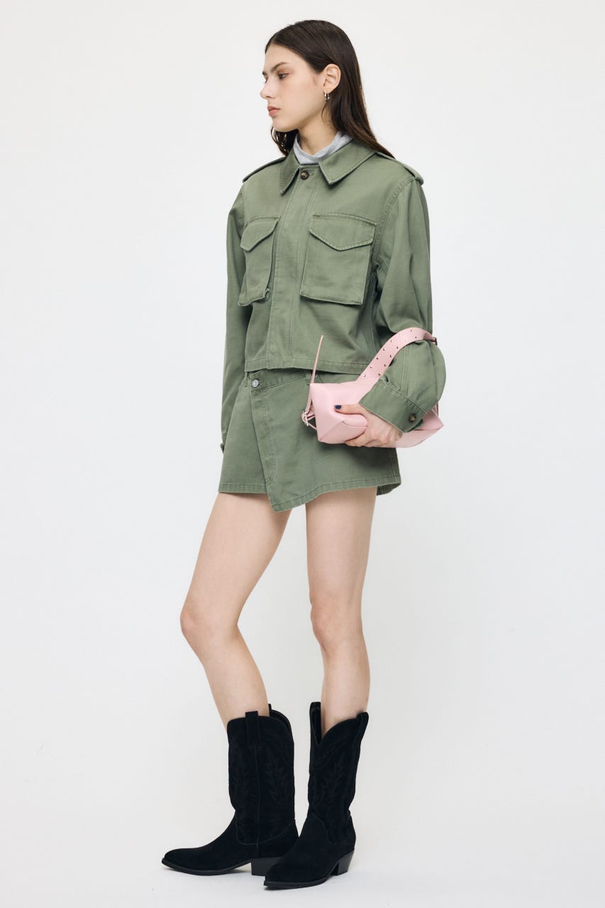 BACKSATIN LAYERED ミニスカート KHA 1