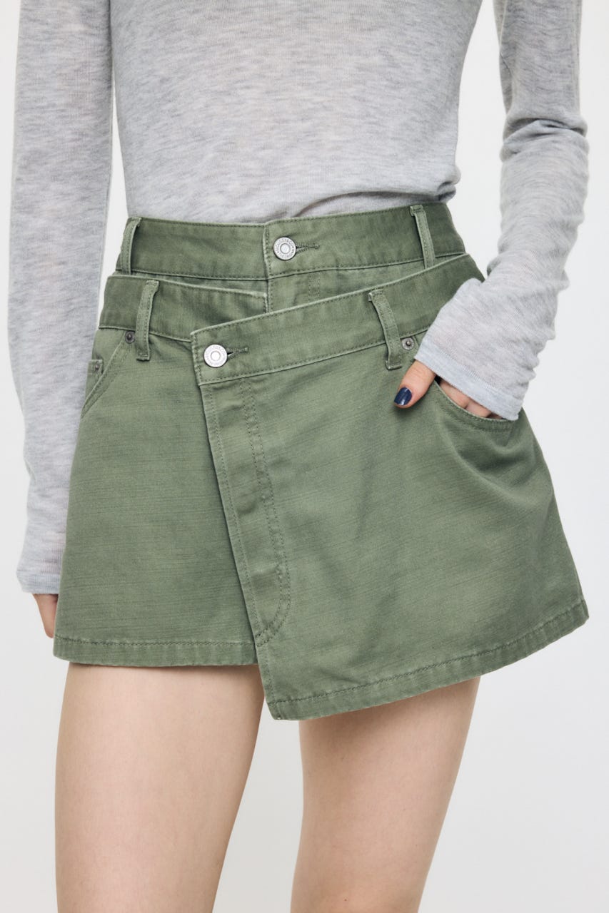 BACKSATIN LAYERED ミニスカート KHA 1
