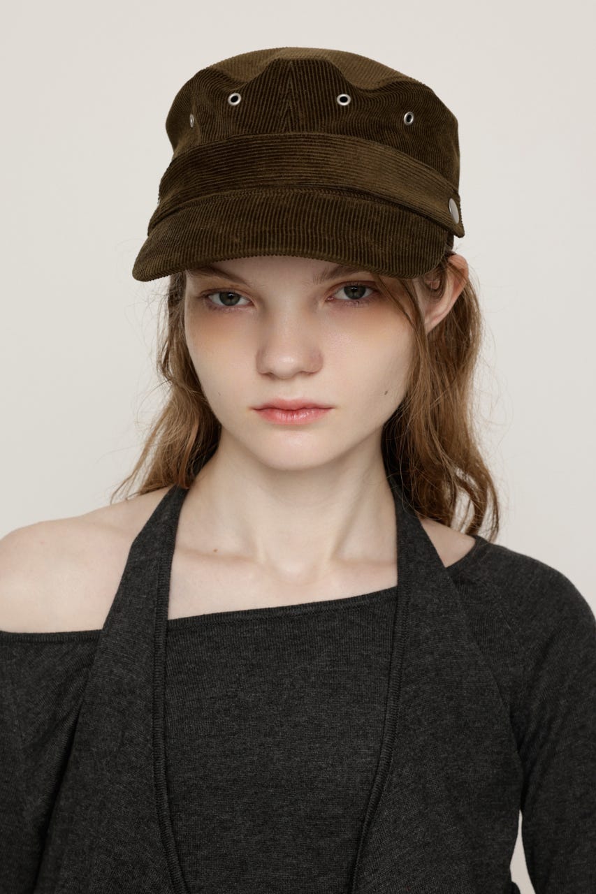 THIN CORDUROY BELTED キャップ KHA FREE