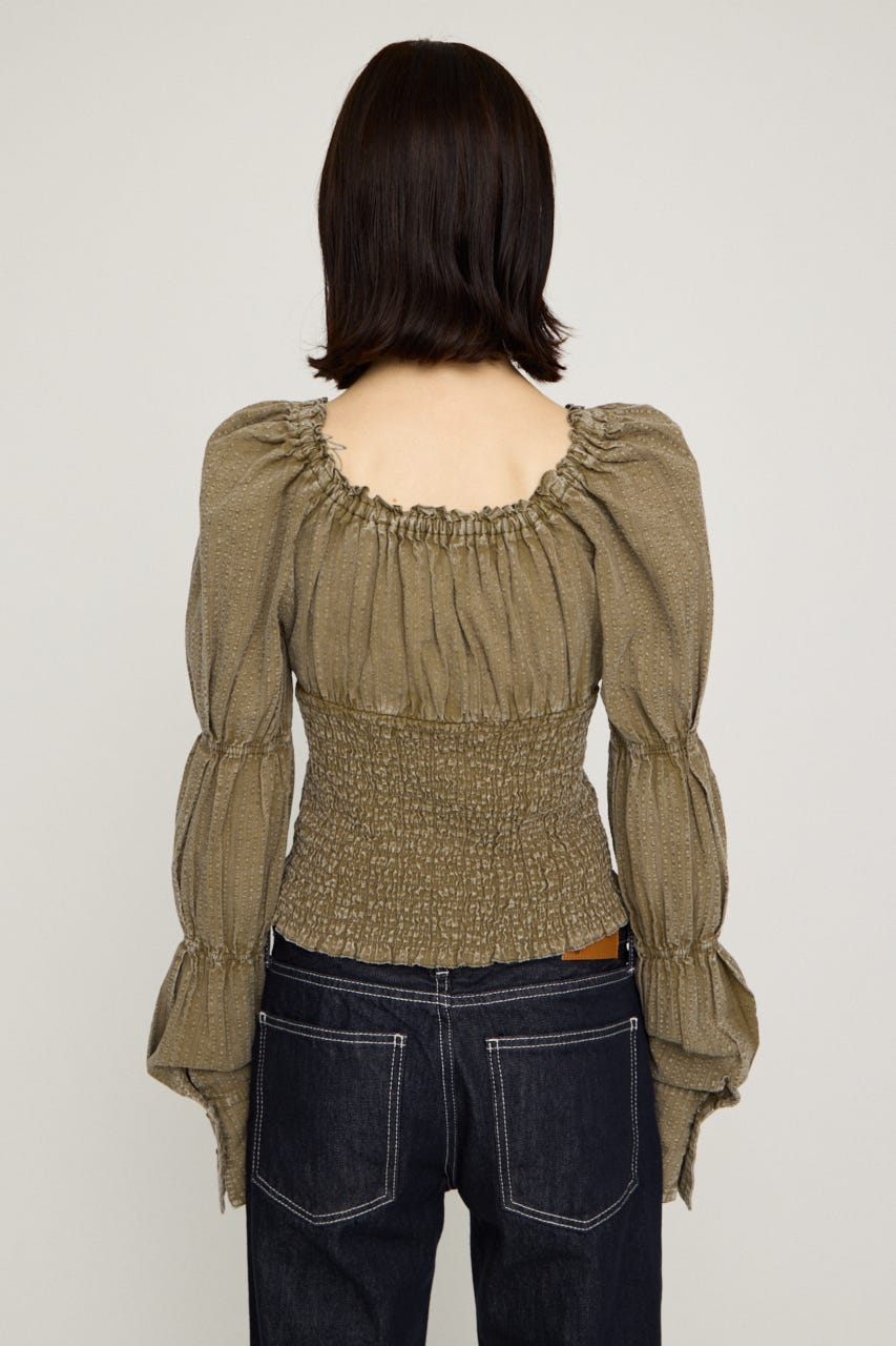 WASHED BUTTON SHIRRING ブラウス L/KHA FREE