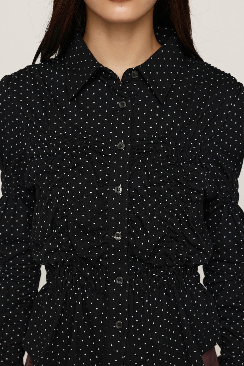 RANDOM SHIRRING CUT トップス BLK FREE