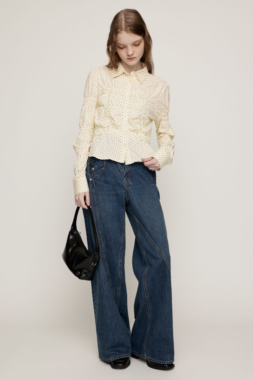 RANDOM SHIRRING CUT トップス IVOY FREE