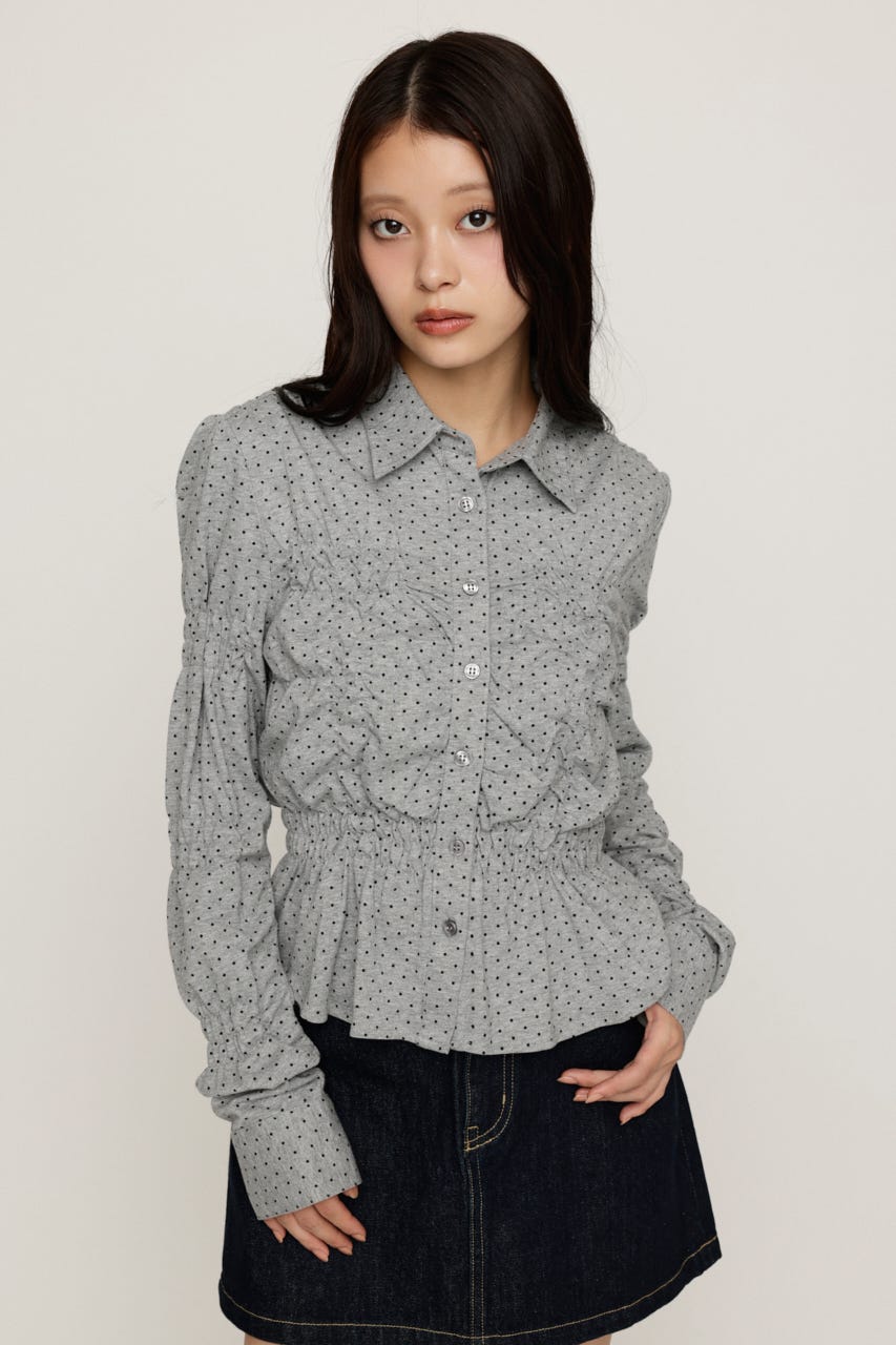 RANDOM SHIRRING CUT トップス T.GRY FREE