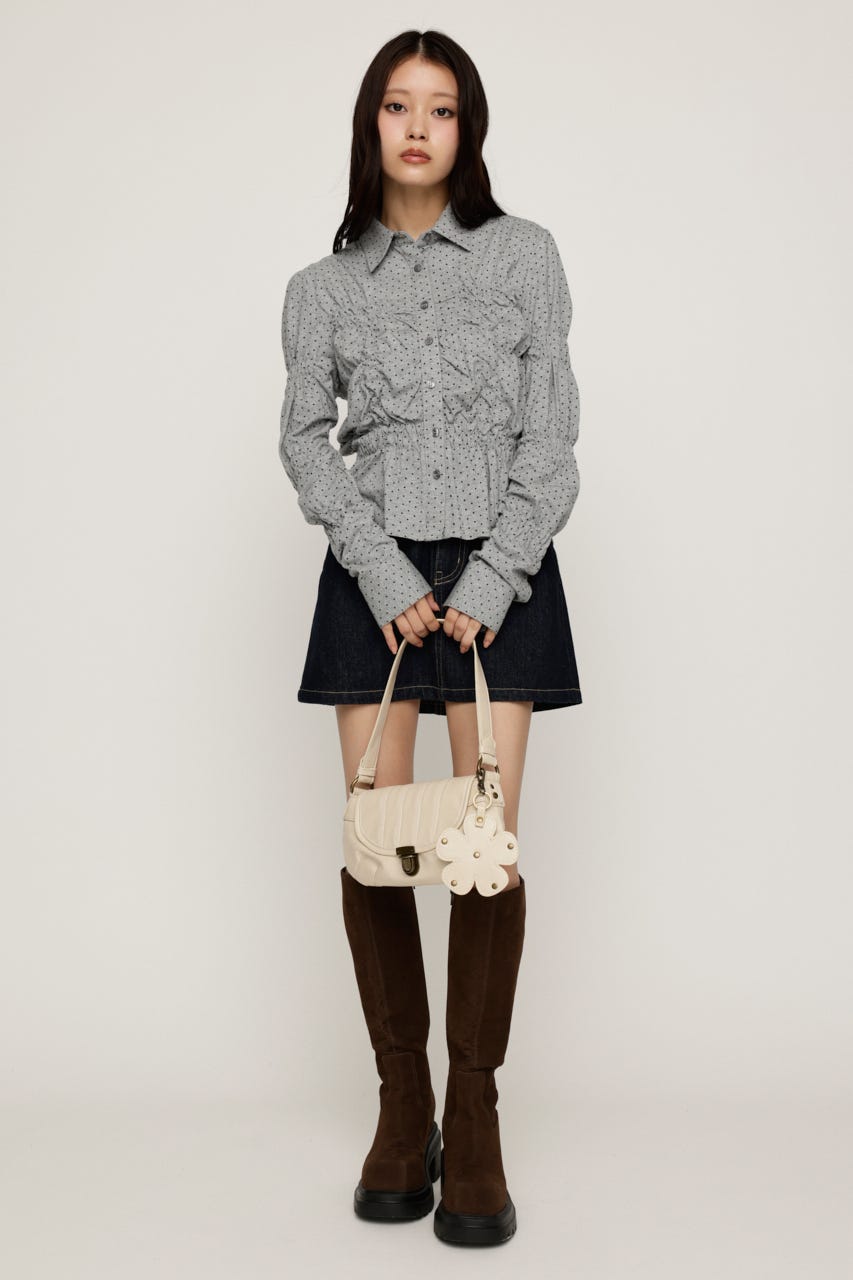 RANDOM SHIRRING CUT トップス T.GRY FREE