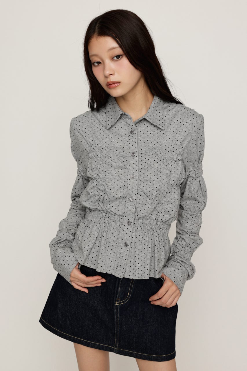 RANDOM SHIRRING CUT トップス T.GRY FREE