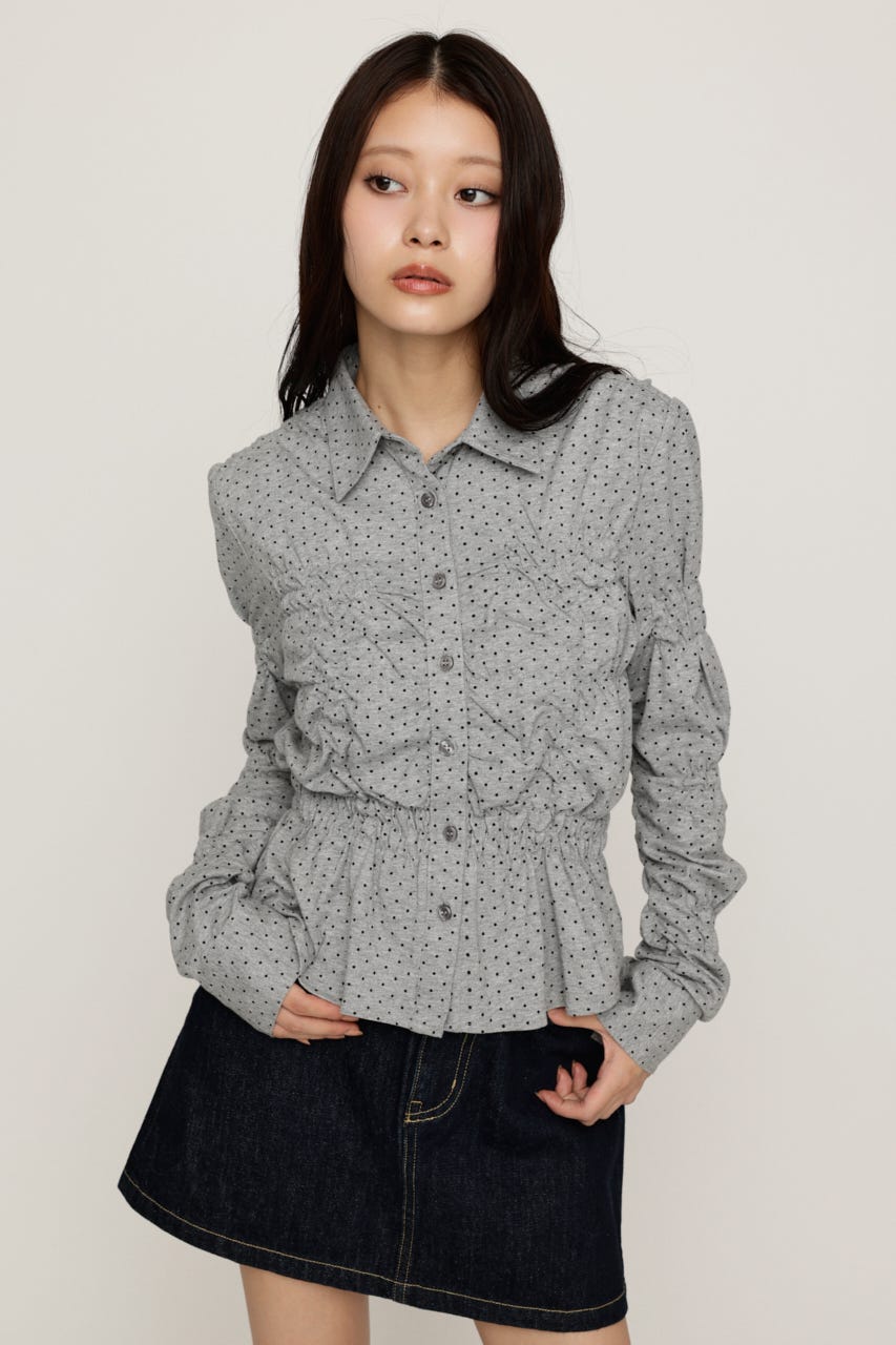RANDOM SHIRRING CUT トップス T.GRY FREE